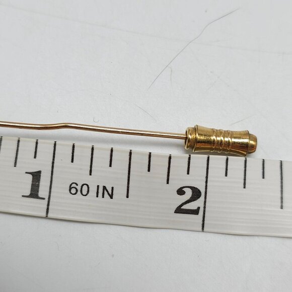 Heart Shaped Gold Tone Stick Pin Brooch With Clear Rhinestone Accent - Picture 5 of 5